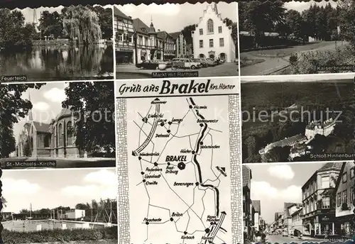 Brakel Westfalen Markt Rathaus Schloss Hinnenburg Feuerteich Kat. Brakel