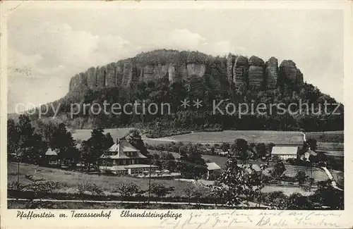 Pfaffenstein Koenigstein Saechsische Schweiz Terrassenhof Elbsandsteingebirge  Kat. Koenigstein Saechsische Schweiz