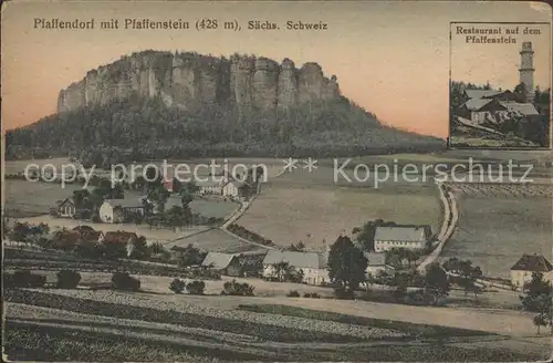 Pfaffendorf Koenigstein Pfaffenstein Restaurant Aussichtsturm Kat. Koenigstein Saechsische Schweiz