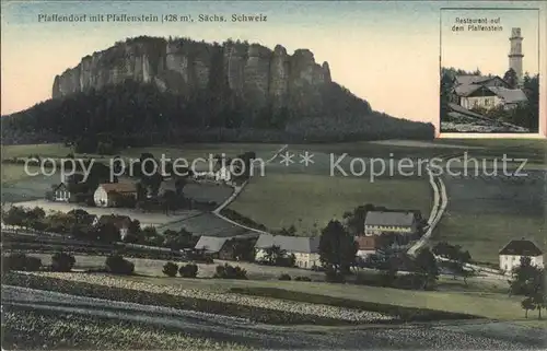 Pfaffendorf Koenigstein Pfaffenstein Restaurant Aussichtsturm Kat. Koenigstein Saechsische Schweiz