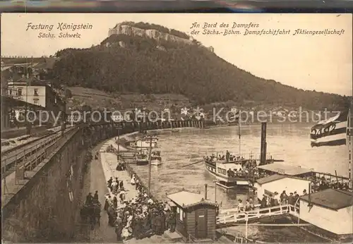 Koenigstein Saechsische Schweiz Festung  mit Dampfer  Kat. Koenigstein Saechsische Schweiz