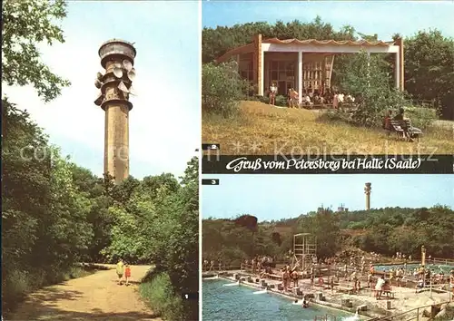 Halle Saale Richtfunkturm Dt Post Fernsehpavillon Bergbad Kat. Halle