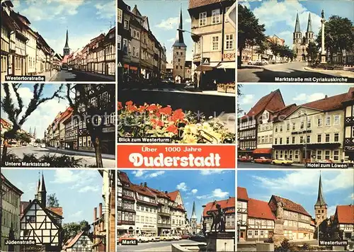 Duderstadt Hotel Loewen Westerturm Marktstrasse Cyriakuskirche Markt  Kat. Duderstadt