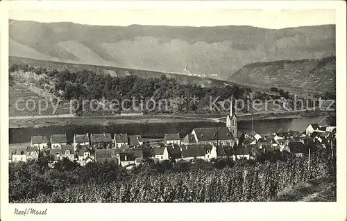 Neef Ortsansicht mit Kirche Mosel Weinberge Kat. Neef