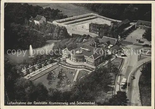 Ratingen Gaststaette Krummenweg Schwimmbad Bahnpost Fliegeraufnahme Kat. Ratingen