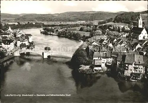 Laufenburg Baden Deutsche und Schweizerische Stadt Rhein Bruecke Fliegeraufnahme Kat. Laufenburg (Baden)