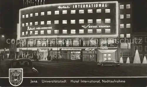 Jena Hotel International Nachtaufnahme Wappen Kat. Jena