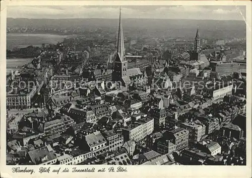 Hamburg Fliegeraufnahme mit St. Petri Kat. Hamburg