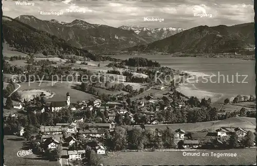 Gmund Tegernsee Gesamtansicht mit Alpenpanorama Fliegeraufnahme Kat. Gmund a.Tegernsee