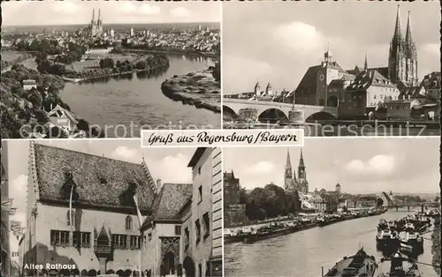 Regensburg Gesamtansicht Dom St Peter Donau Bruecke Altes Rathaus Kat. Regensburg