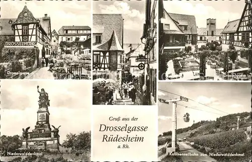 Ruedesheim Rhein Drosselgasse Kabinenseilbahn Niederwalddenkmal Kat. Ruedesheim am Rhein