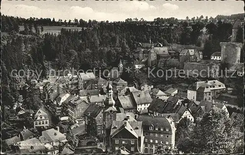 Monschau Stadtbild mit Burg und Jugendherberge Kat. Monschau