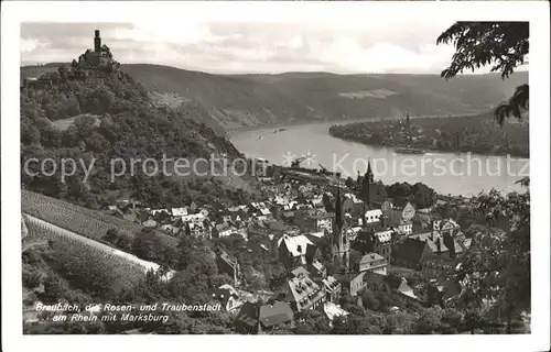 Braubach Rhein Rosenstadt Traubenstadt mit Blick zur Marksburg Kat. Braubach