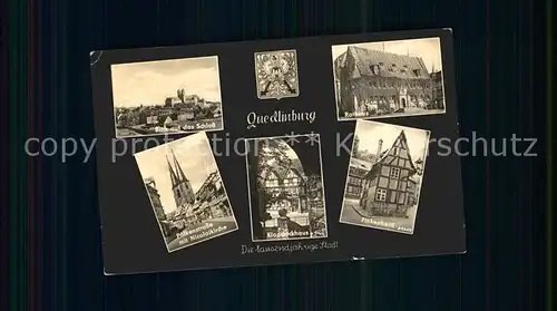 Quedlinburg Schloss Poelkenstrasse Nicolaikirche Klopstockhaus Finkenherd Rathaus Wappen Kat. Quedlinburg