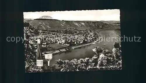 Winningen Mosel Panorama Weinanbaugebiet Wiege der Winzerfeste Weinflasche Kat. Winningen