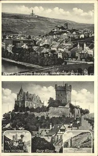 Bingen Rhein Drususbruecke Burg Klopp Nationaldenkmal Burg Rheinstein Ruine Ehrenfels Maeuseturm Kat. Bingen am Rhein