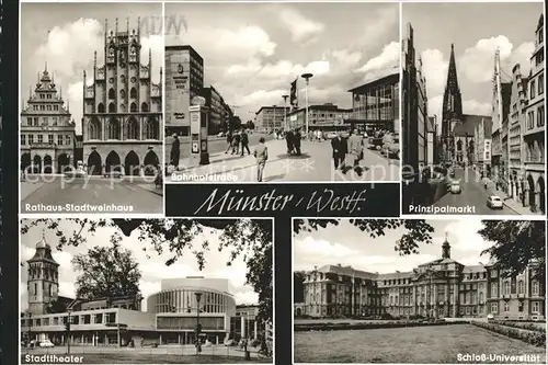 Muenster Westfalen Rathaus Stadtweinhaus Bahnhofstrasse Prinzipalmarkt Schloss Universitaet Stadttheater Kat. Muenster