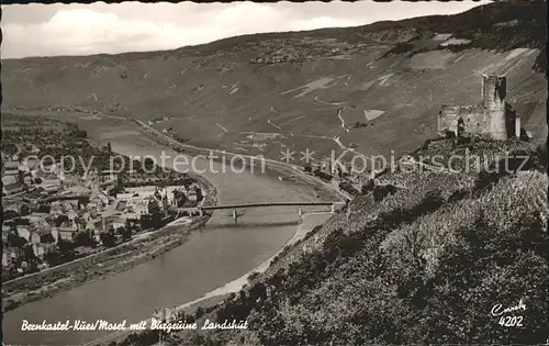 Bernkastel Kues Mosel mit Burgruine Landshut Kat. Bernkastel Kues