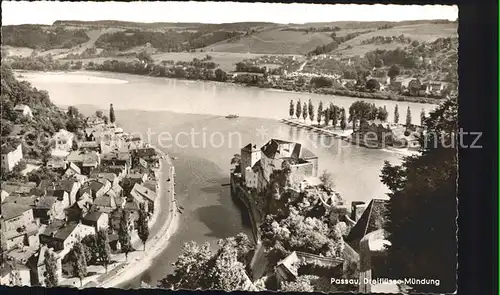 Passau Dreifluesse Muendung Panorama Kat. Passau