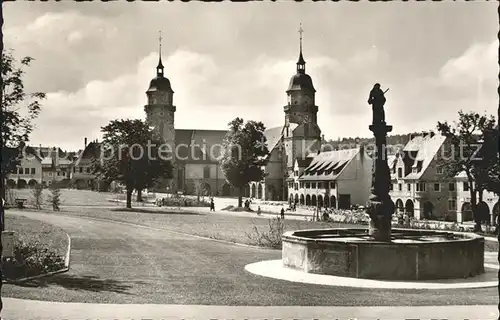 Freudenstadt Marktplatz Brunnen Kirche Hoehenluftkurort Schwarzwald Kat. Freudenstadt