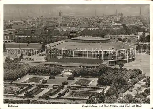 Dortmund Westfalenhalle Rosenterrasse Blick zur Stadt Kat. Dortmund