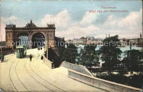 Mannheim Blick von der Rheinbruecke Strassenbahn Kat. Mannheim