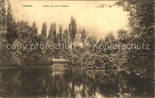 Landau Pfalz Partie aus dem Ostpark See Kat. Landau in der Pfalz