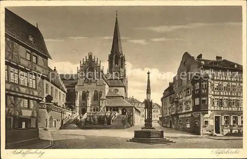 Aschaffenburg Main Stiftskirche Markt Brunnen Kat. Aschaffenburg