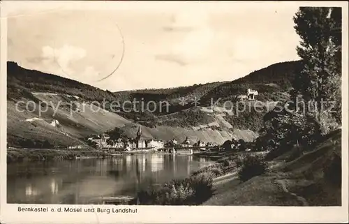 Bernkastel Kues Moselpartie mit Burg Landshut Kat. Bernkastel Kues