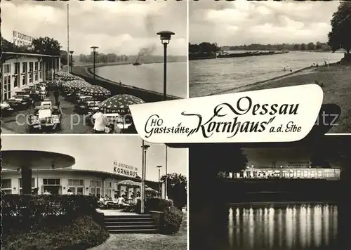 Dessau Rosslau HO Gaststaette Kornhaus Elbe Terrasse Nachtaufnahme Kat. Dessau Rosslau