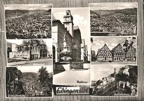 Ebingen Totalansicht Hallenbad Schleicherhuette Rathaus Fachwerkhaeuser Schlossfelsen Kat. Albstadt