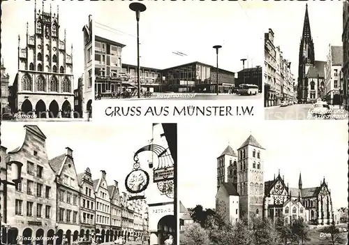 Muenster Westfalen Rathaus Hauptbahnhof Lambertikirche Prinzipalmarkt Dom Kat. Muenster