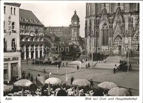 Koeln Rhein Blick auf Dom und Hauptbahnhof Kat. Koeln