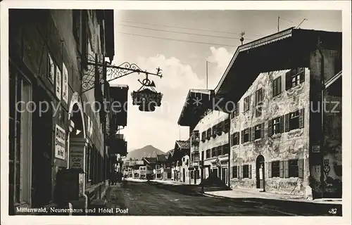 Mittenwald Bayern Neunerhaus und Hotel Post Kat. Mittenwald