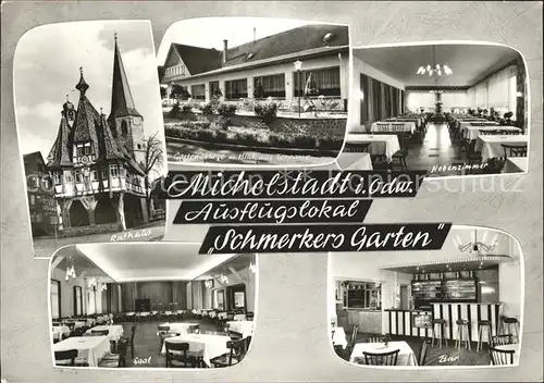 Michelstadt Rathaus Schmerkers Garten Blick auf Terrasse Nebenzimmer Saal Bar Kat. Michelstadt