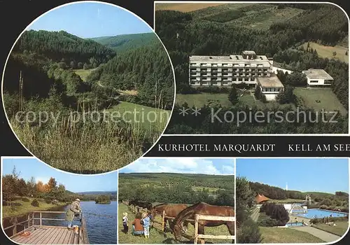 Kell See Kurhotel Marquardt Fliegeraufnahme Angeln Pferdekoppel Schwimmbad Kat. Kell am See