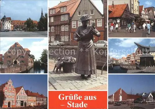 Stade Niederelbe Schwedenspeicher Museum Fischfrau am Hansehafen Holzretikran Buergermeister Hintze Haus Kat. Stade