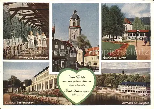 Bad Salzungen Wandelgang Gradierwerk Kirche Garten Kurhaus Seeterrassen Kurhaus am Burgsee Kat. Bad Salzungen