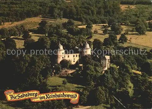 Sababurg Dornroeschenschloss im Reinhardswald Fliegeraufnahme Kat. Hofgeismar