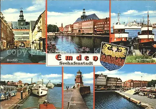 Emden Ostfriesland Brueckstrasse Hafen Mole Kat. Emden