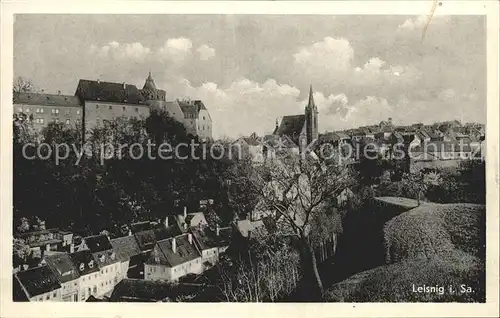 Leisnig Stadtbild mit Kirche Kat. Leisnig