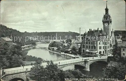 Waldheim Sachsen Zschopautal Bruecke Rathaus Kat. Waldheim Sachsen