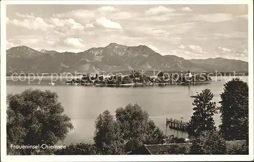 Chiemsee Fraueninsel Alpenpanorama Kat. Chiemsee