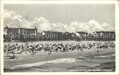 Ahlbeck Ostseebad Strand mit Duenenstrasse Kat. Heringsdorf Insel Usedom