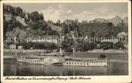 Rathen Saechsische Schweiz Mit Luxusdampfer Leipzig Elbe Kat. Rathen Sachsen