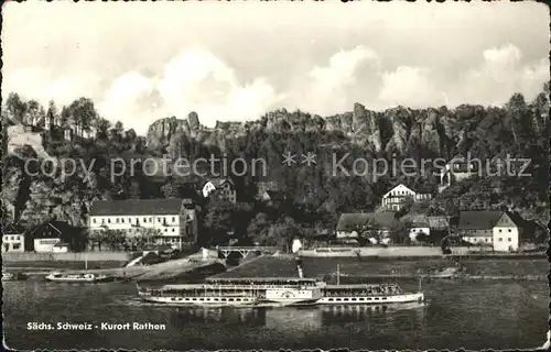 Rathen Saechsische Schweiz mit Elbedampfer Kat. Rathen Sachsen