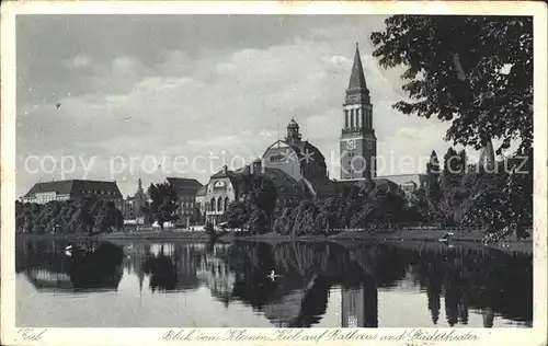 Kiel Blick vom Kleinen Kiel auf Rathaus und Stadttheater Kat. Kiel