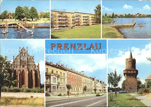 Prenzlau Freibad am Uckersee Neubauten Marienkirche Puschkinstrasse Mitteltorturm Kat. Prenzlau