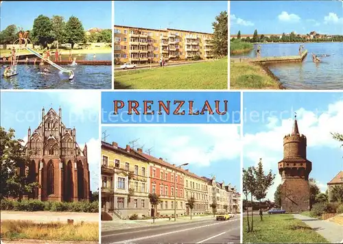 Prenzlau Freibad Neubauten Uckersee St Marienkirche Puschkinstr Mitteltorturm Kat. Prenzlau