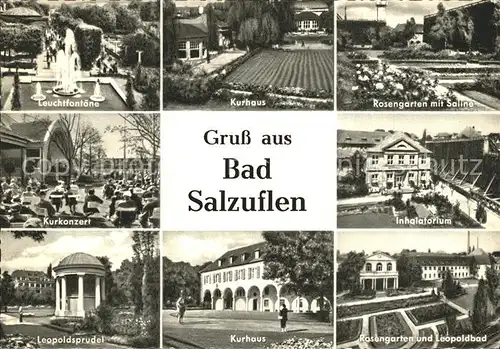 Bad Salzuflen Leuchtfontaene Kurhaus Rosengarten Saline Kurkonzert Inhalatorium Leopoldsprudel Kurhaus Leopoldbad Kat. Bad Salzuflen